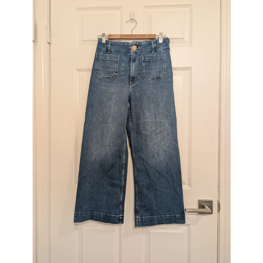 Women's Maeve by Anthropologie Blue Colette Wide Leg Jeans Size 28 - Picture 2 of 10